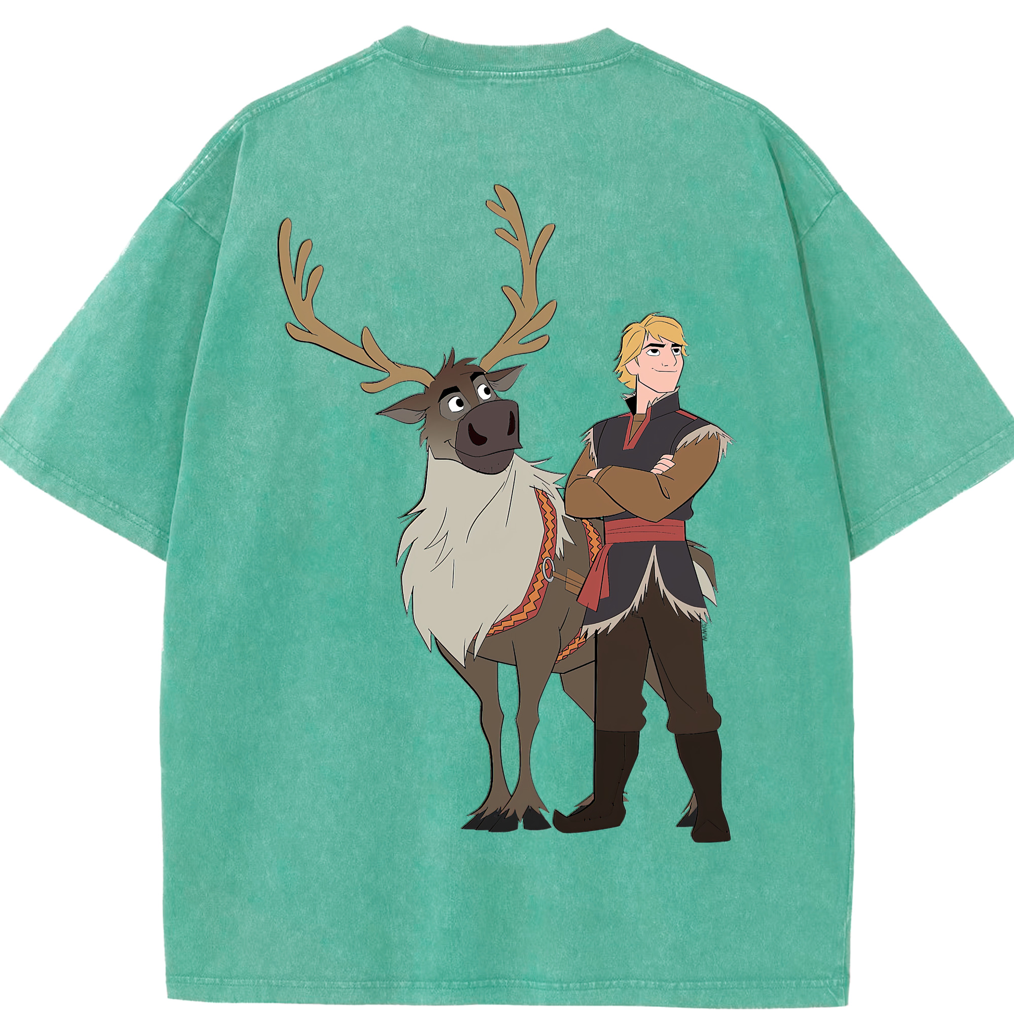 （画像用） アナと雪の女王 アンナ エルサ Frozen Anna Elsa 綿100% ヴィンテージ風 半袖Tシャツ（背面プリント）